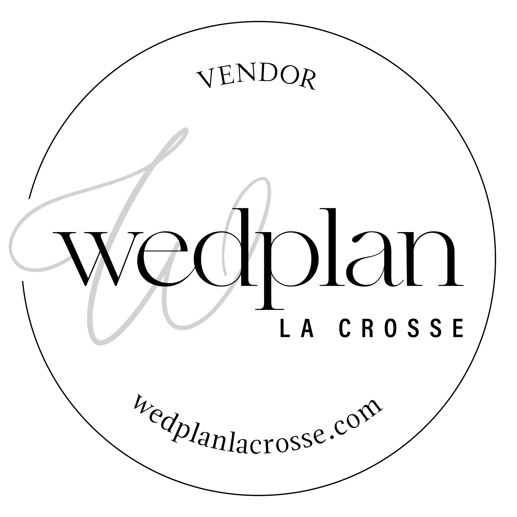 WedPlan magazine logo for 'wedplan la crosse' with the website 'wedplanlacrosse.com' on a white background.