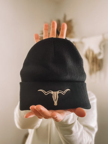 Wanderlust Logo Beanie in Black